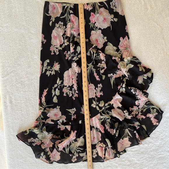 Chaps Pink Floral Midi Skirt with Ruffles Women’s Size 10 - Picture 4 of 10